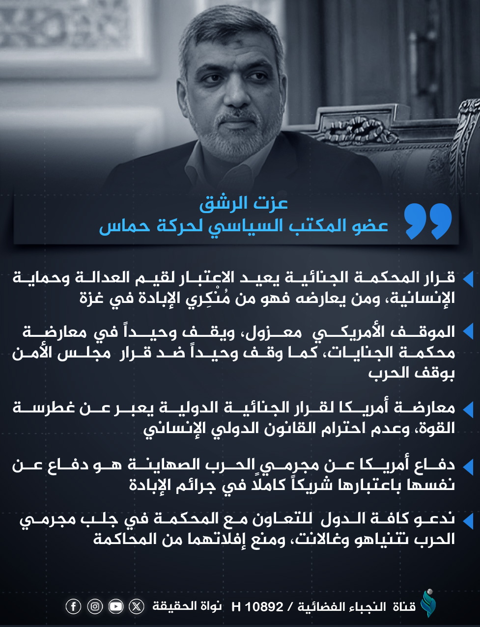 عضو المكتب السياسي لحركة حماس عزت الرشق