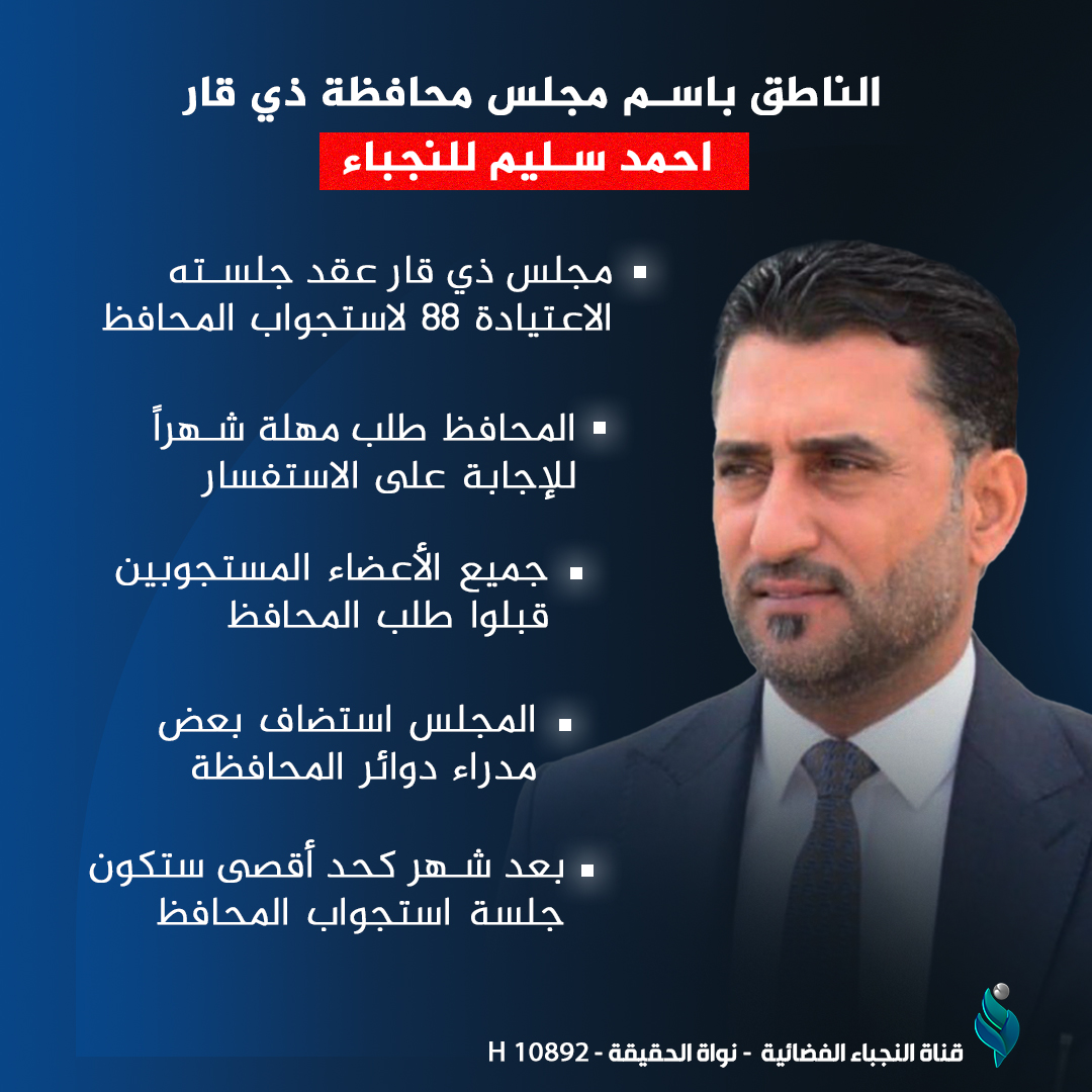 الناطق باسم مجلس محافظة ذي قار احمد سليم للنجباء
