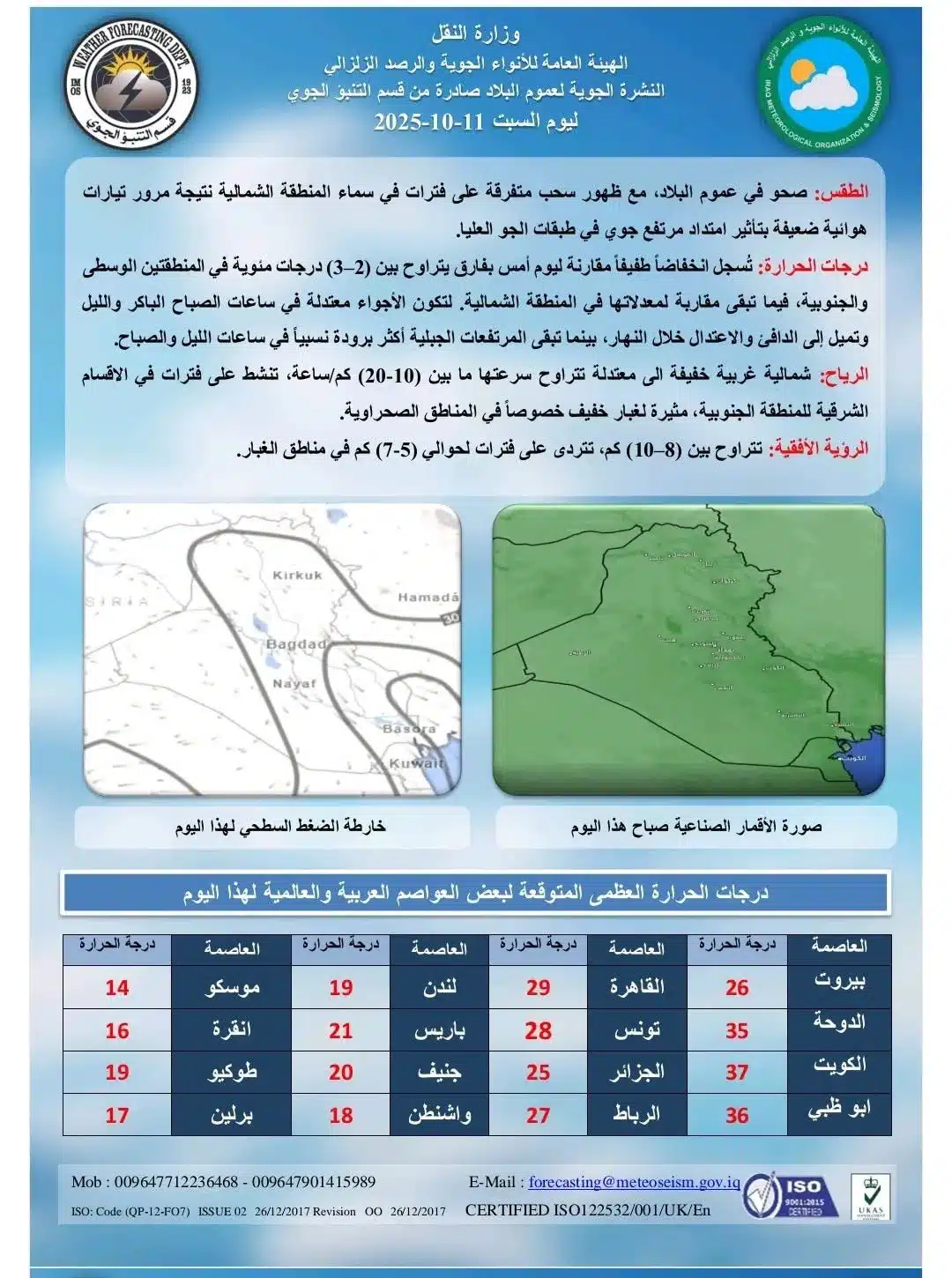 طقس العراق.. أمطار وحرارة منخفضة هذا الأسبوع