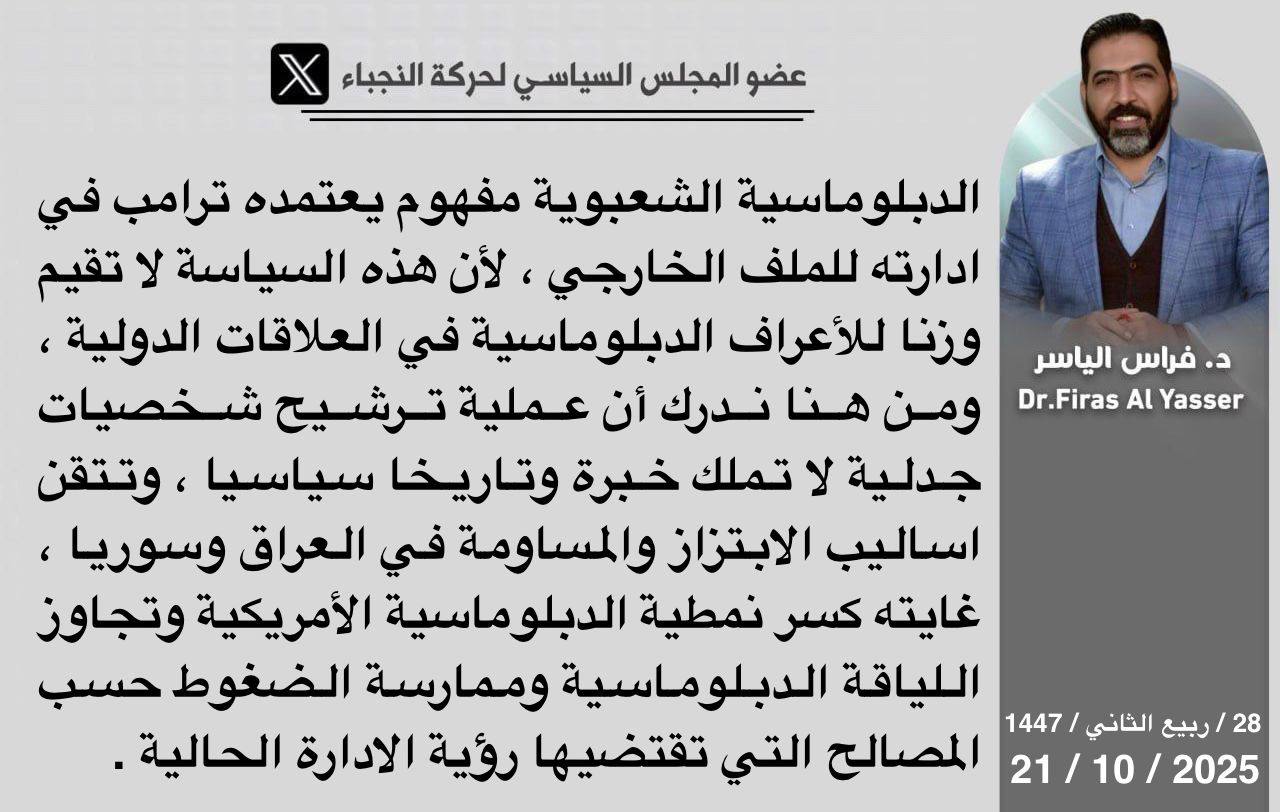 د. فراس الياسر:  الإدارة الأمريكية تستخدم شخصيات مثيرة للجدل لابتزاز المنطقة
