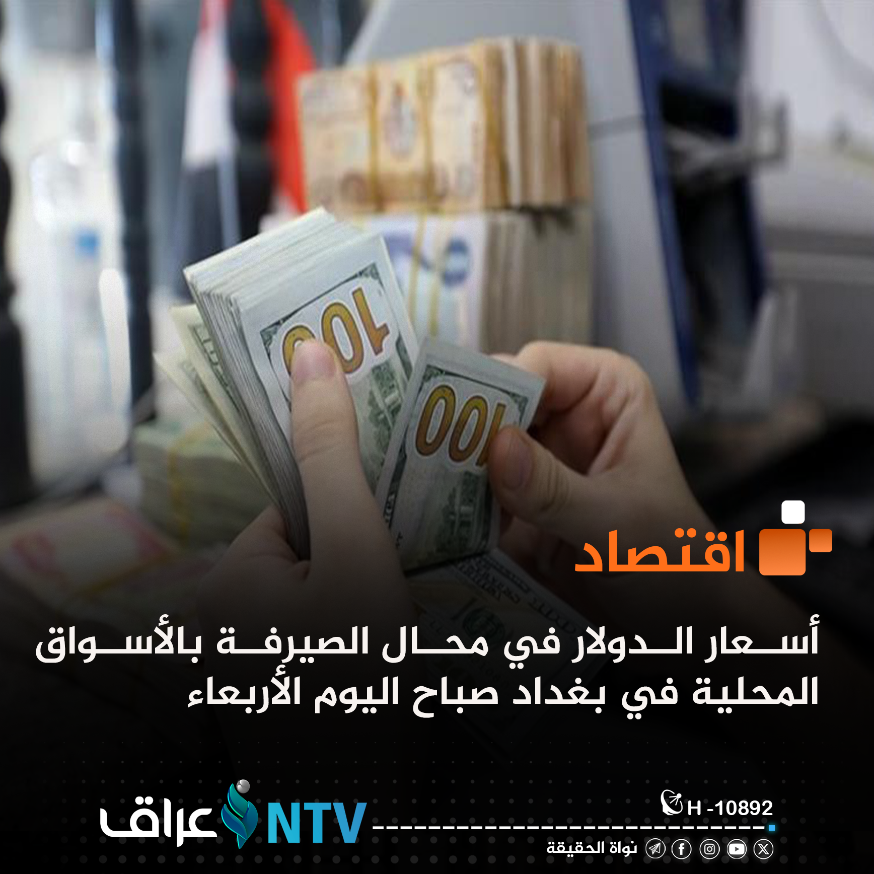 أسعار الدولار في محال الصيرفة بالأسواق المحلية في بغداد صباح اليوم الأربعاء: