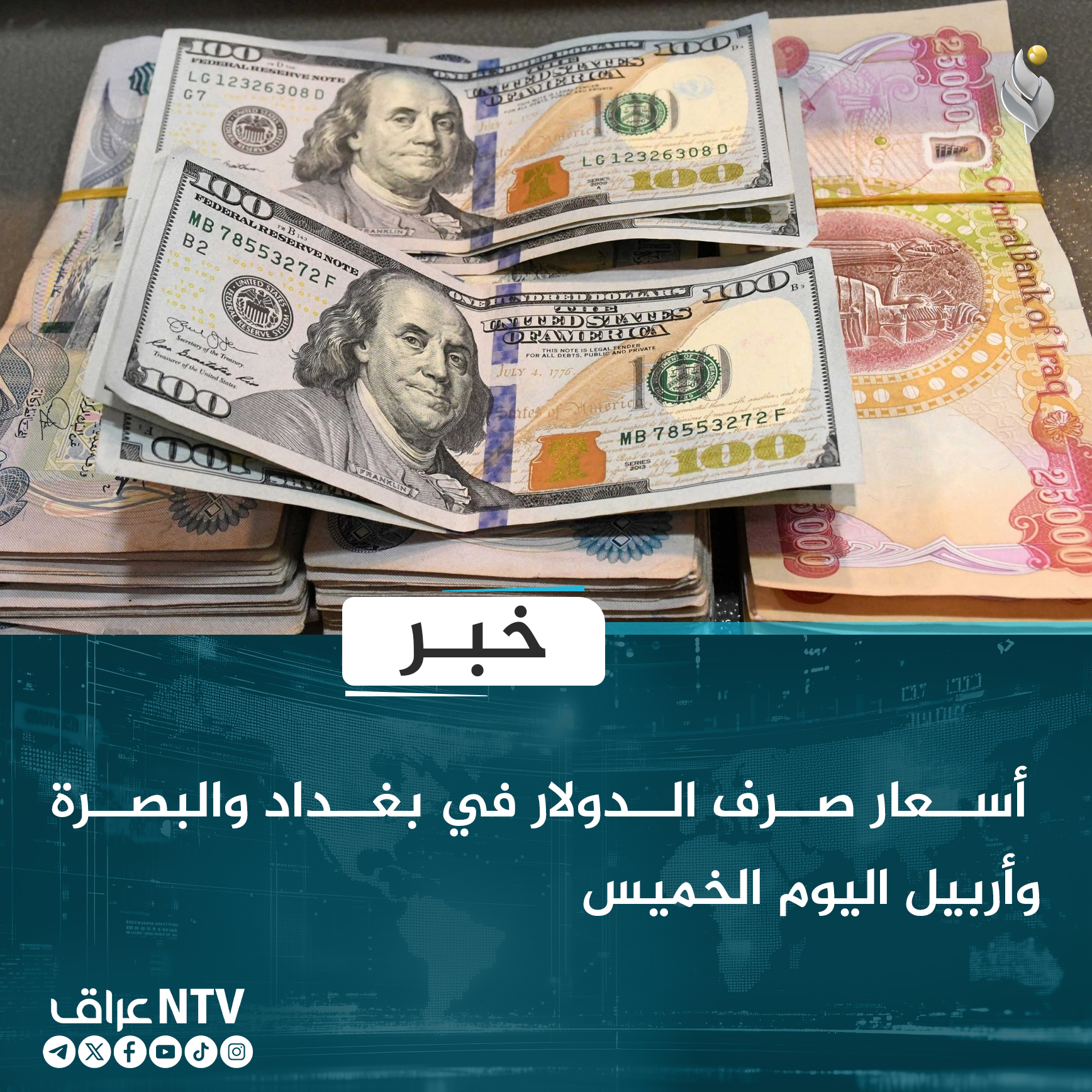 أسعار صرف الدولار في بغداد والبصرة وأربيل اليوم الخميس